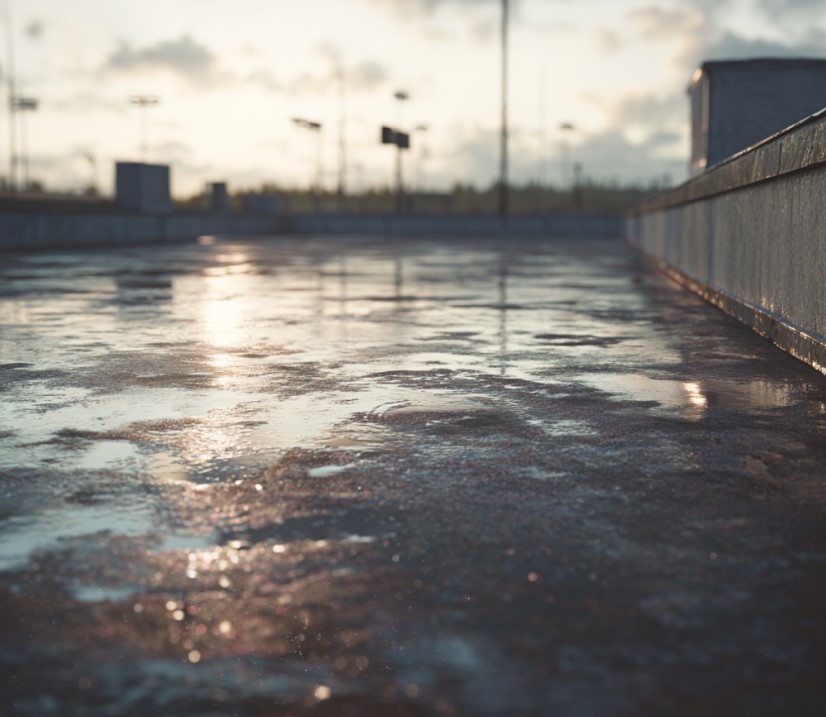 ponding water on commercial flat roof